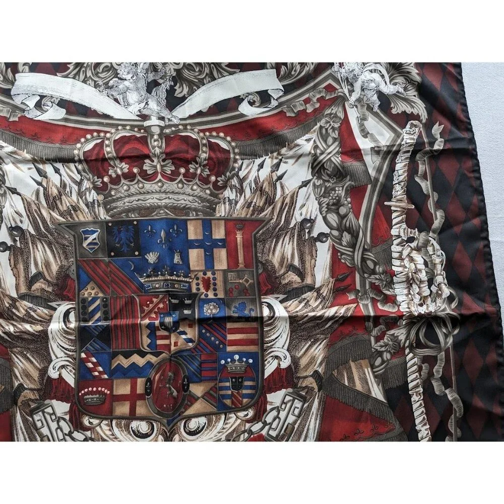 Gianfranco Ferre Coat of Arms 34x34 100% Silk Twill Scarf Designer Made in Italy